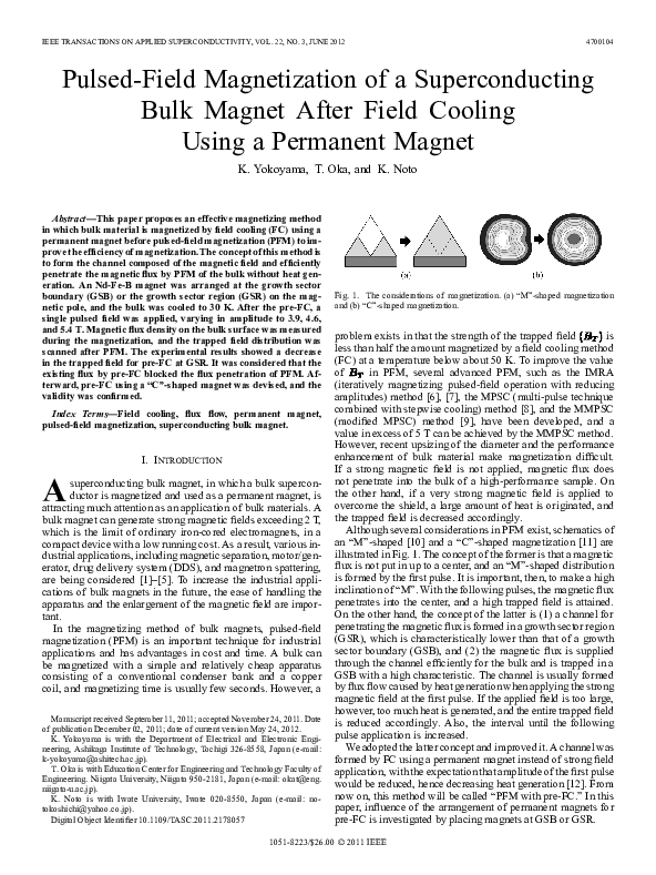 (PDF) Pulsed-Field Magnetization of a Superconducting Bulk Magnet After ...