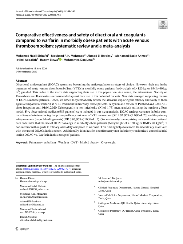 (PDF) Comparative effectiveness and safety of direct oral ...