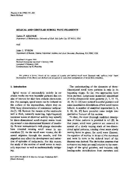 (PDF) Helical and circular scroll wave filaments