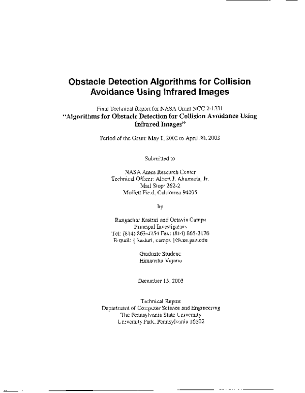 (PDF) Algorithms for Obstacle Detection for Collision Avoidance Using ...