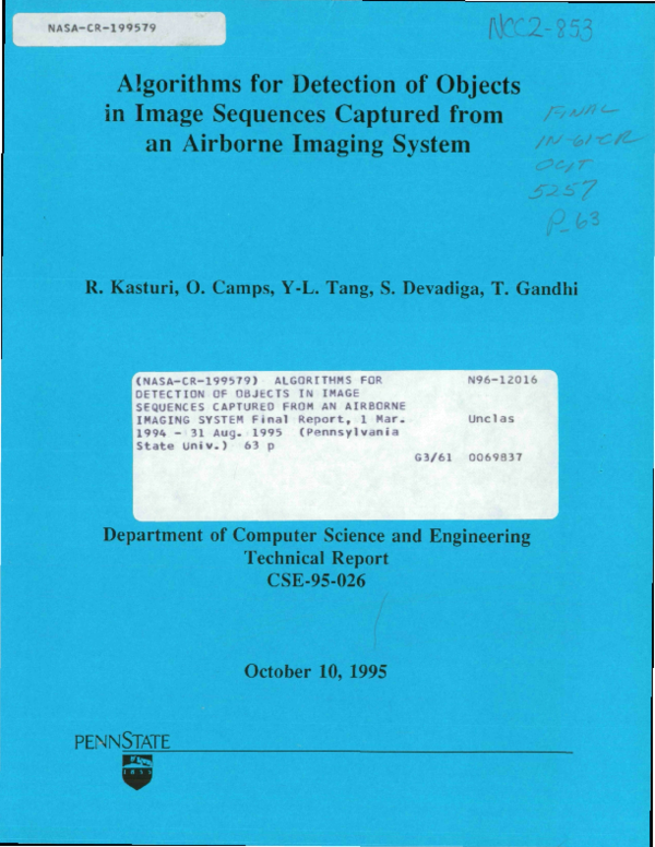 (PDF) Object Detection Algorithms for Airborne Imaging Systems