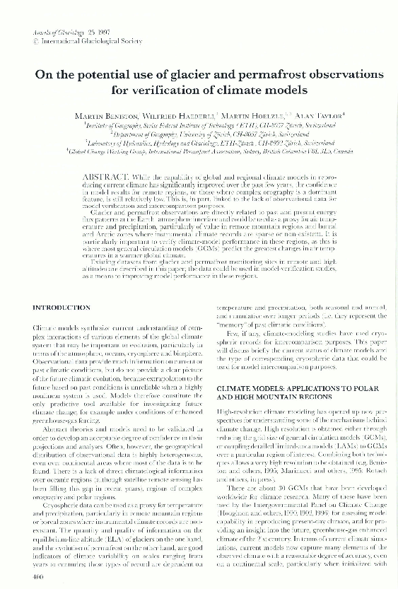 (PDF) On the potential use of glacier and permafrost observations for ...