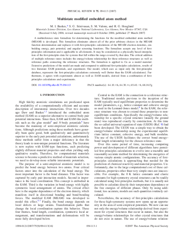 (PDF) Multistate modified embedded atom method