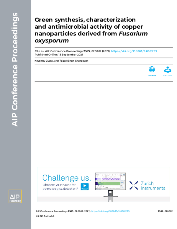 (PDF) Green synthesis, characterization and antimicrobial activity of ...