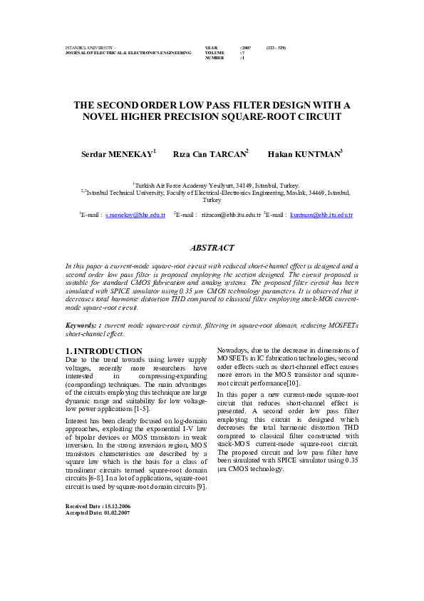 (PDF) The second order low pass filter design with a novel higher ...