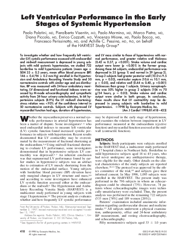 (PDF) Left Ventricular Performance in the Early Stages of Systemic ...