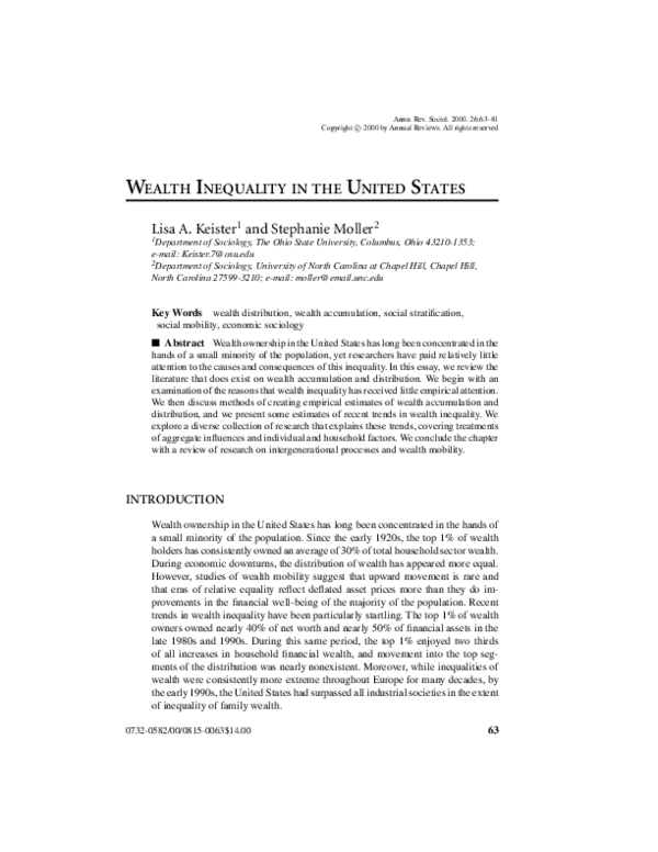 (PDF) Wealth Inequality in the United States