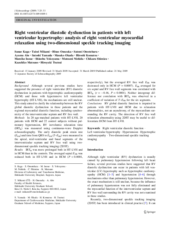 (PDF) Right ventricular diastolic dysfunction in patients with left ...