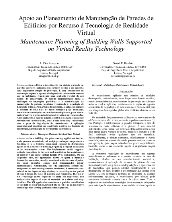 (PDF) Maintenance planning of building walls supported on Virtual ...