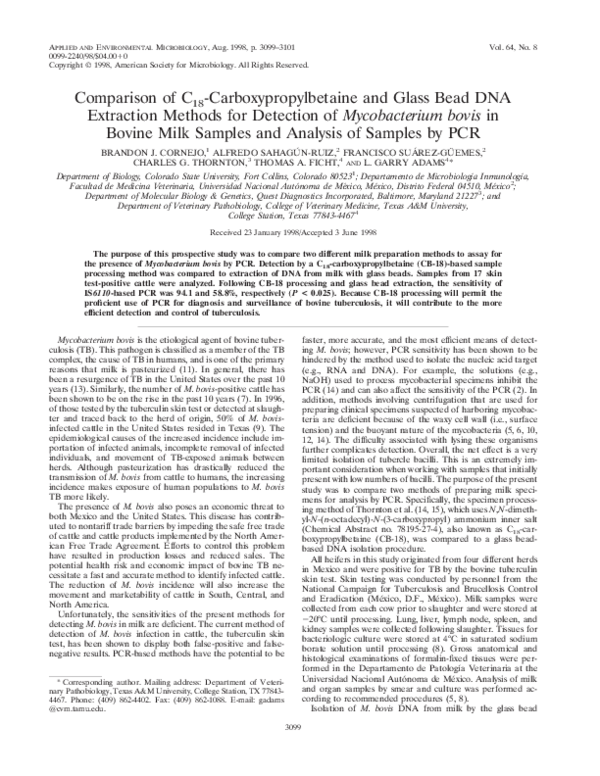 (PDF) Comparison of C18carboxypropylbetaine and glass bead DNA