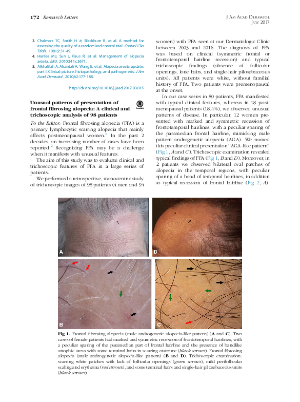 (PDF) Unusual patterns of presentation of frontal fibrosing alopecia: A ...