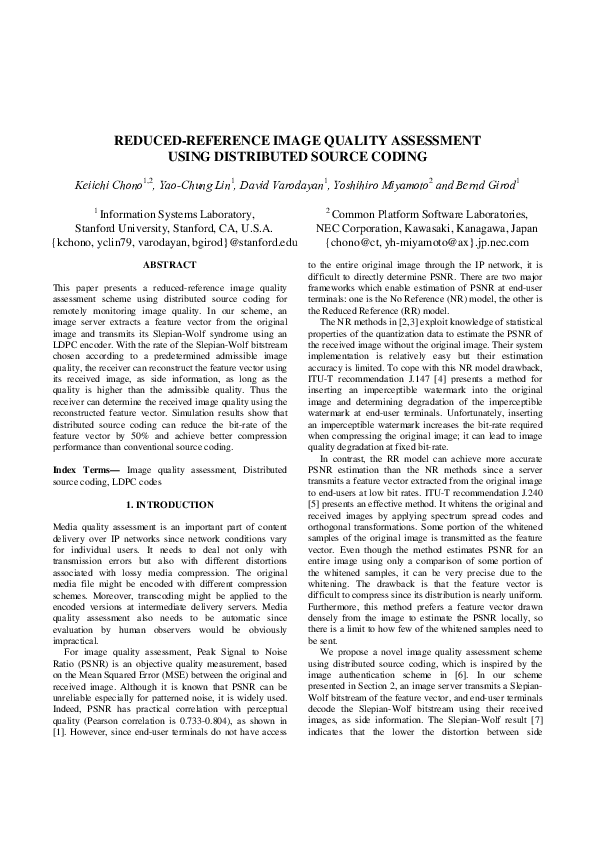 (PDF) Reduced-reference image quality assessment using distributed ...