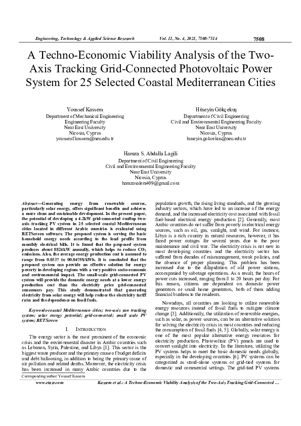 (PDF) A Techno-Economic Viability Analysis of the Two-Axis Tracking ...