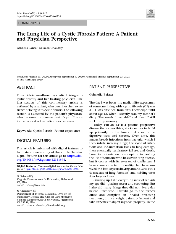 (PDF) The Lung Life of a Cystic Fibrosis Patient: A Patient and ...