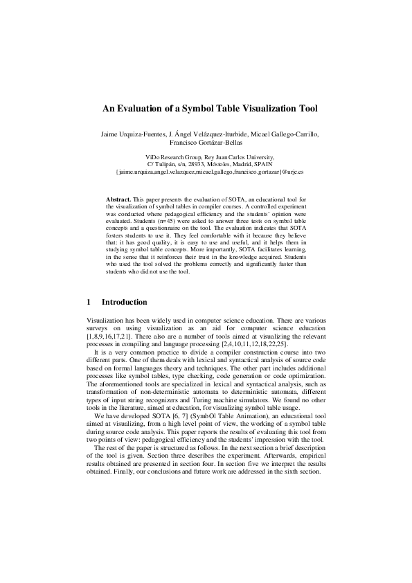 (PDF) An evaluation of a symbol table visualization tool