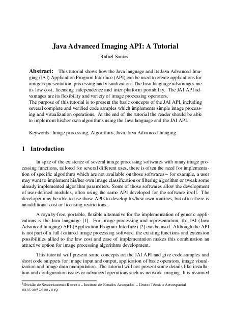 (PDF) Java Advanced Imaging API: A Tutorial