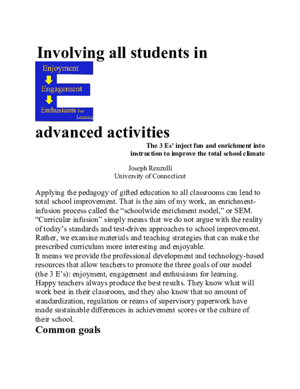 (DOC) The 3 Es' inject fun and enrichment into instruction to improve ...