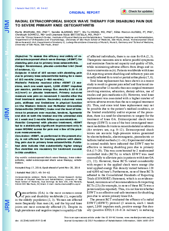 (PDF) Radial extracorporeal shock wave therapy for disabling pain due ...