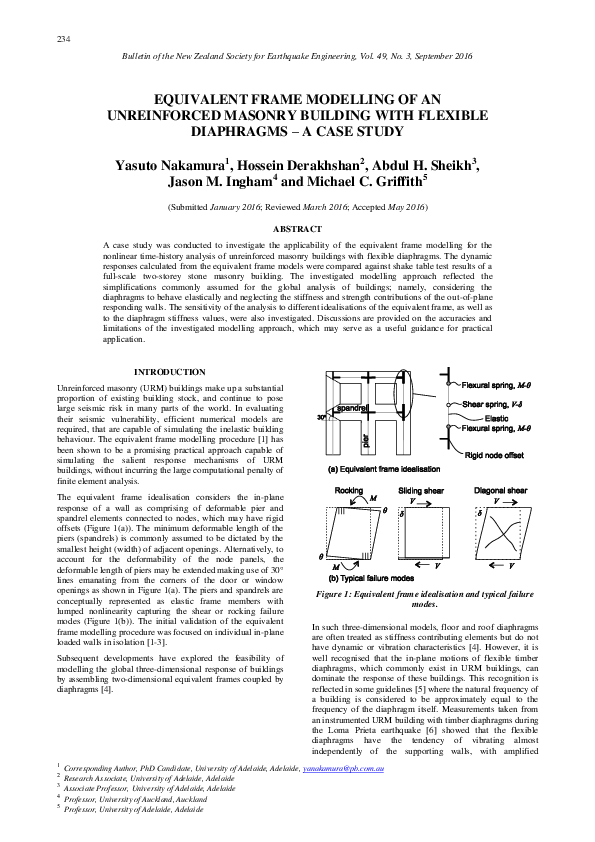 (PDF) Equivalent frame modelling of an unreinforced masonry building ...