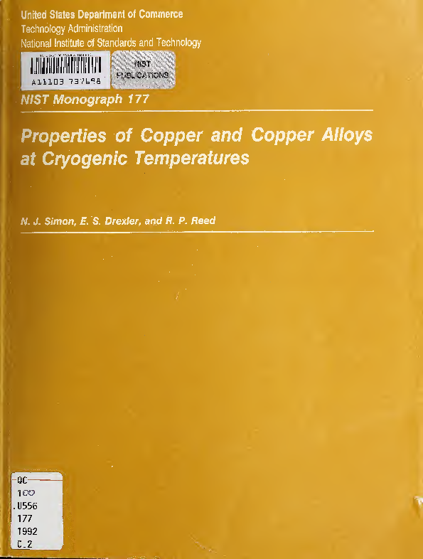 (PDF) Properties of copper and copper alloys at cryogenic temperatures