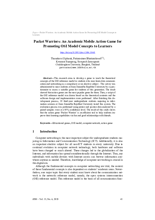 (PDF) Packet Warriors: An Academic Mobile Action Game for Promoting OSI ...
