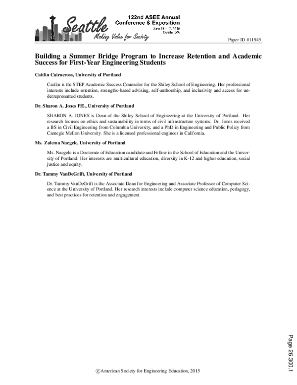 (PDF) Building a Summer Bridge Program to Increase Retention and ...