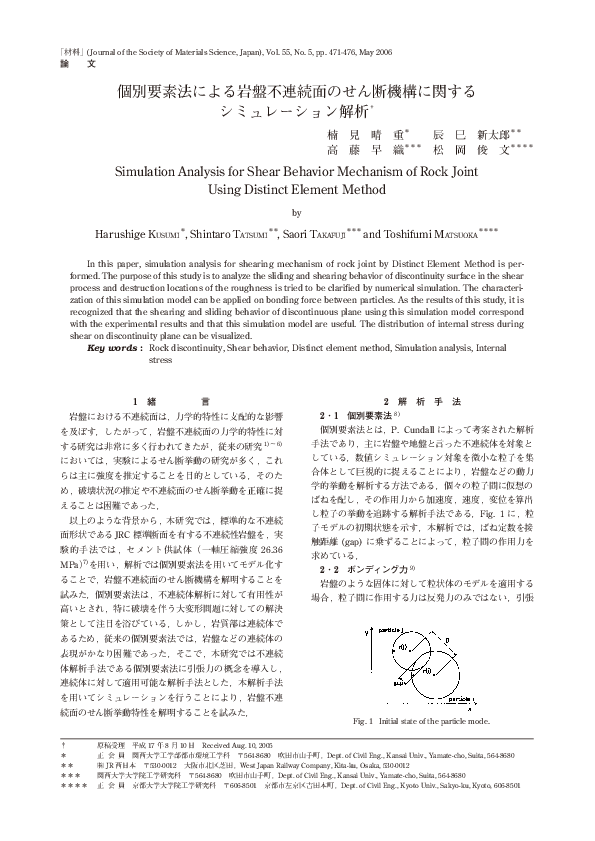 (PDF) Simulation Analysis for Shear Behavior Mechanism of Rock Joint ...