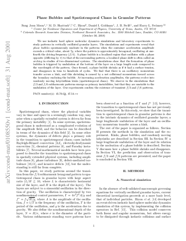(PDF) Phase bubbles and spatiotemporal chaos in granular patterns