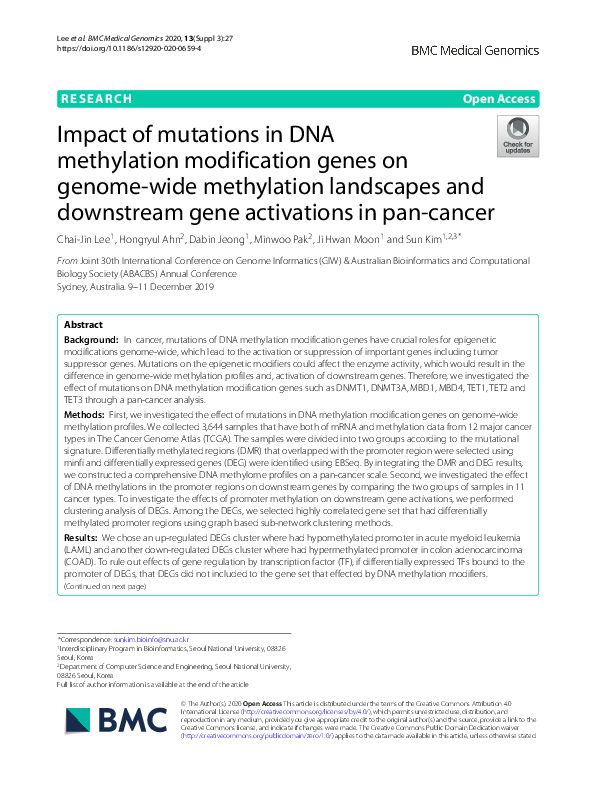 (PDF) Impact of mutations in DNA methylation modification genes on ...