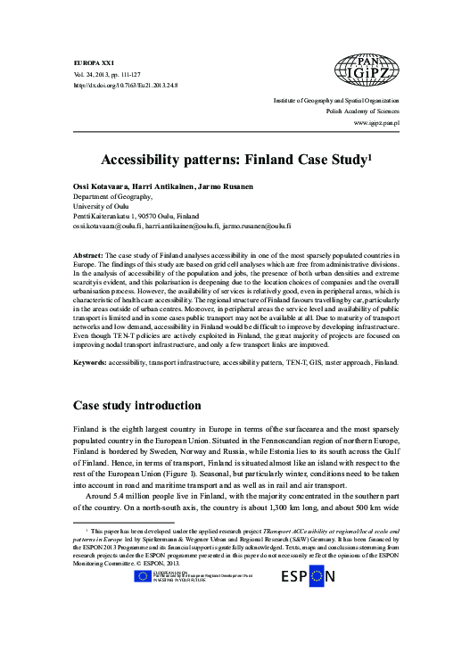 (PDF) Accessibility patterns: Finland Case Study