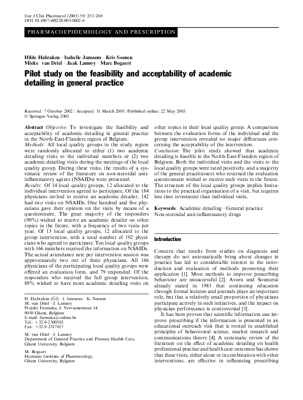 (PDF) Pilot study on the feasibility and acceptability of academic ...