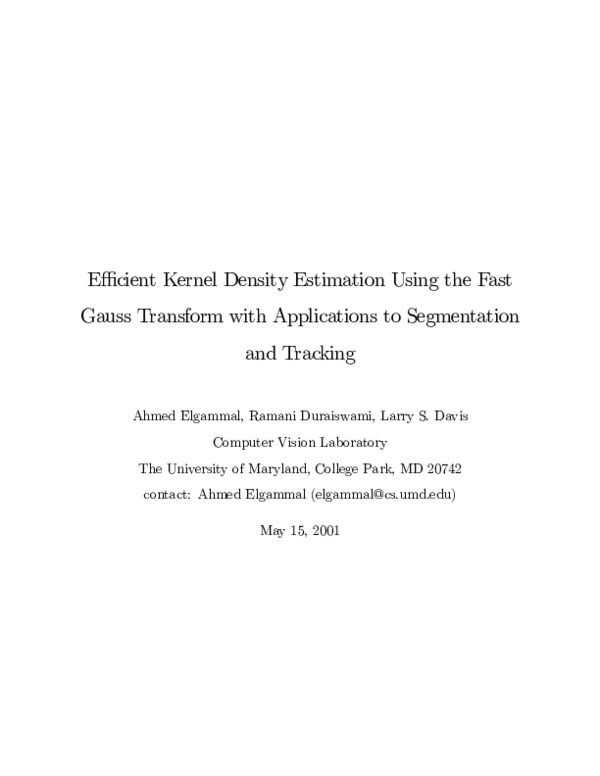 (PDF) E¢cient Kernel Density Estimation Using the Fast Gauss Transform ...