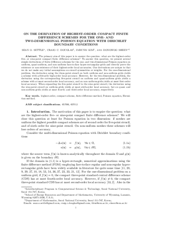 (PDF) On the Derivation of Highest-Order Compact Finite Difference ...