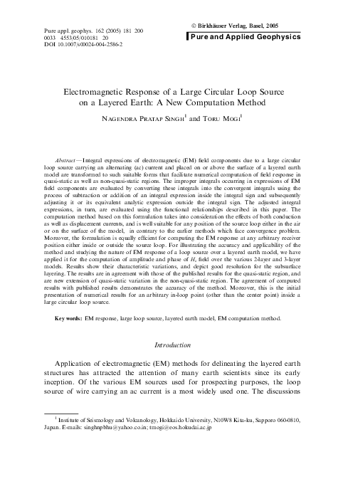 (PDF) Electromagnetic Response of a Large Circular Loop Source on a ...