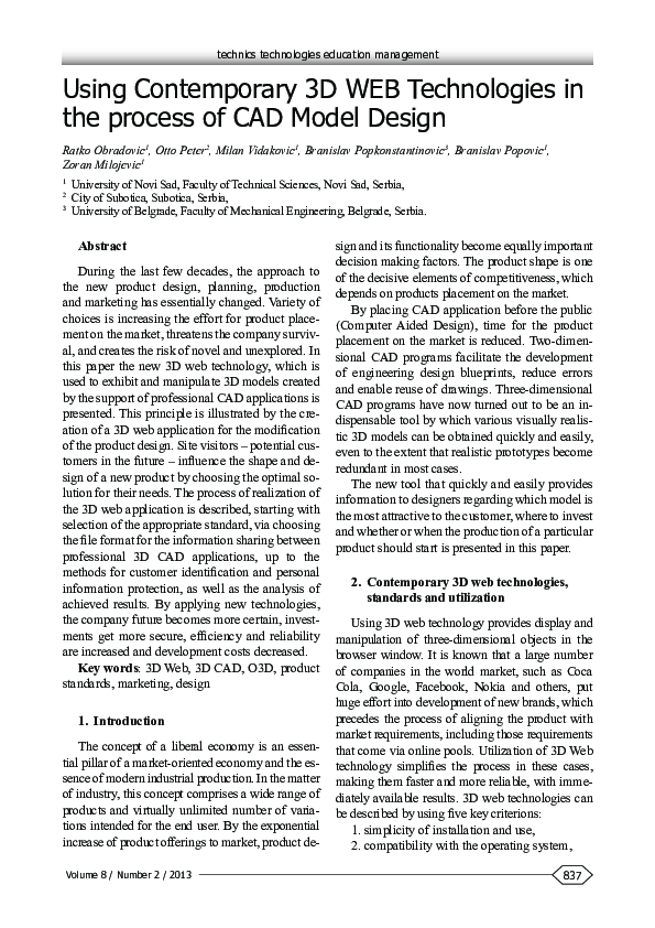 (PDF) Using Contemporary 3D Web Technologies in the Process of CAD ...