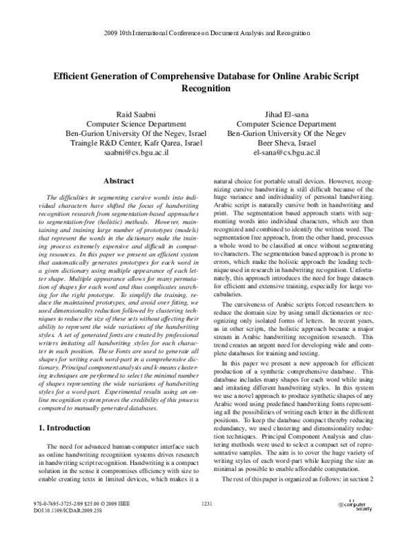 (PDF) Efficient Generation of Comprehensive Database for Online Arabic ...