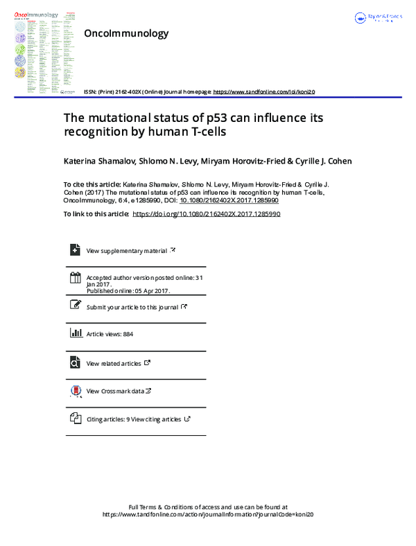 (PDF) The mutational status of p53 can influence its recognition by ...