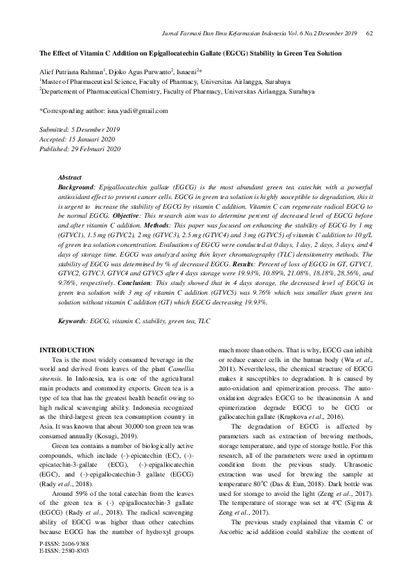 (PDF) The Effect of Vitamin C Addition on Epigallocatechin Gallate ...