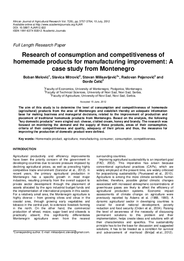 (PDF) Research of consumption and competitiveness of homemade products ...