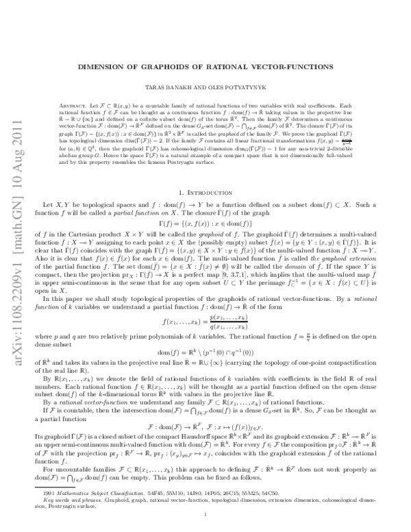(PDF) Dimension of graphoids of rational vector-functions | Taras ...
