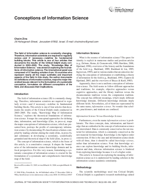 (PDF) Conceptions of information science