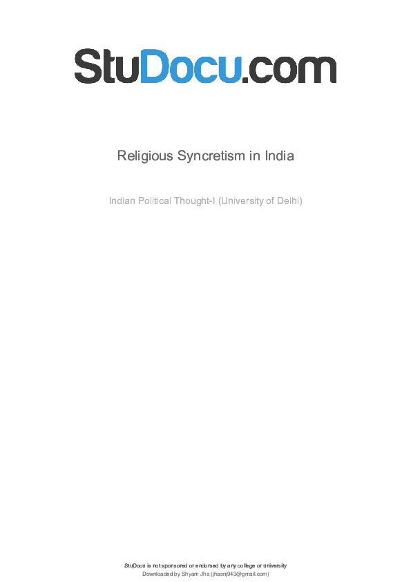 (PDF) Religious Syncretism in India