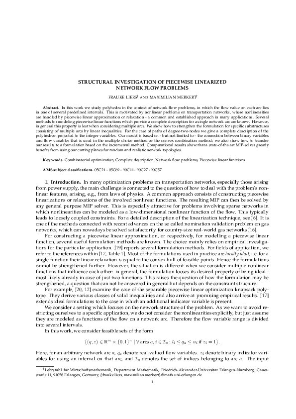 (PDF) Structural Investigation of Piecewise Linearized Network Flow ...