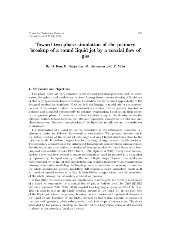 (PDF) Toward two-phase simulation of the primary breakup of a round ...
