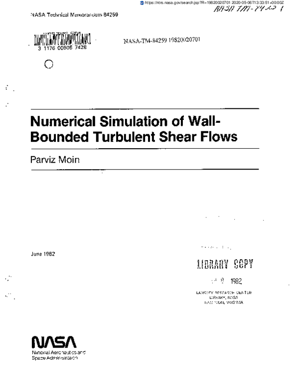 (PDF) Numerical simulation of wall-bounded turbulent shear flows