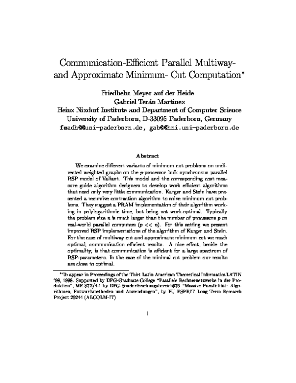 (PDF) Communication-efficient parallel multiway and approximate minimum ...
