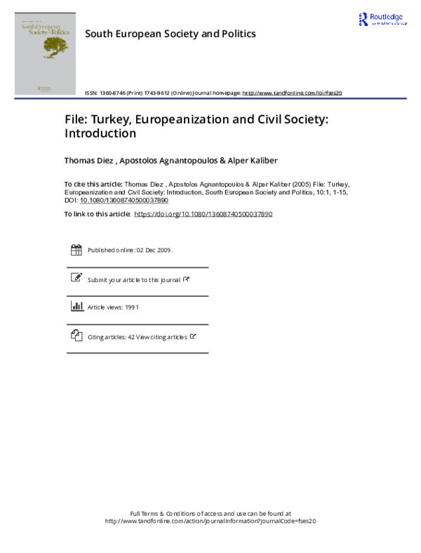 (PDF) File: Turkey, Europeanization and Civil Society: Introduction