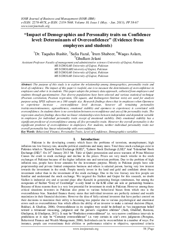 (PDF) Impact of Demographics and Personality traits on Confidence level ...