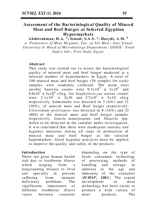 (PDF) Assessment of the Bacteriological Quality of Minced Meat and Beef