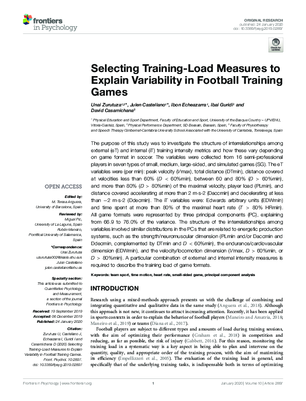 (PDF) Selecting Training-Load Measures to Explain Variability in ...